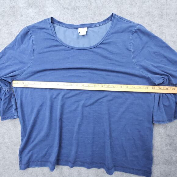 Chicos Shirt Womens 4 US XXL Blue Ruffle Sleeve Lightweight Preppy Classic - Picture 4 of 6